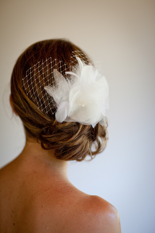 Vintage elegant white bridal hair accessory - wedding photo by Catherine Hall Studios